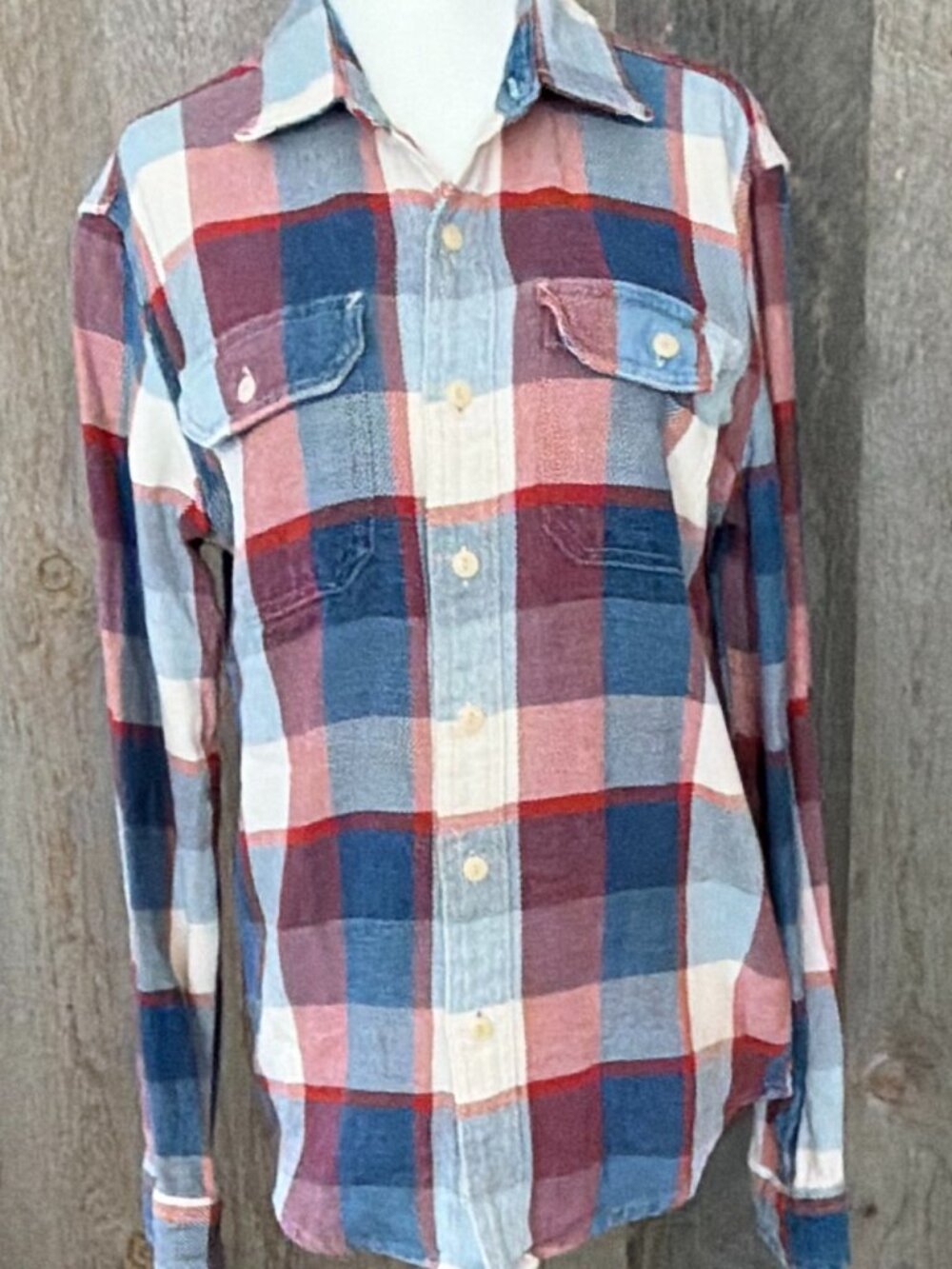 Premium Indigo Flannel Red, White and Blue Size S